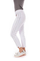 Golftini Women's White with Silver Piping Pull-On Stretch Ankle Pant (Size XX-Small) SALE