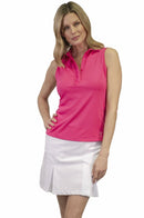 Golftini: Women's Sleeveless Ruffle Tech Polo - Hot Pink